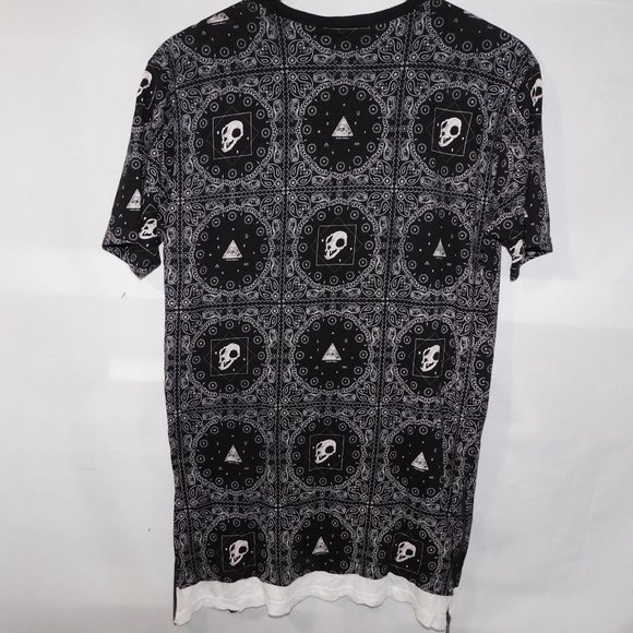 DJAB Streetwear Mens S Black White Third Eye Animal Skull T Shirt Side Zippers - Picture 9 of 10